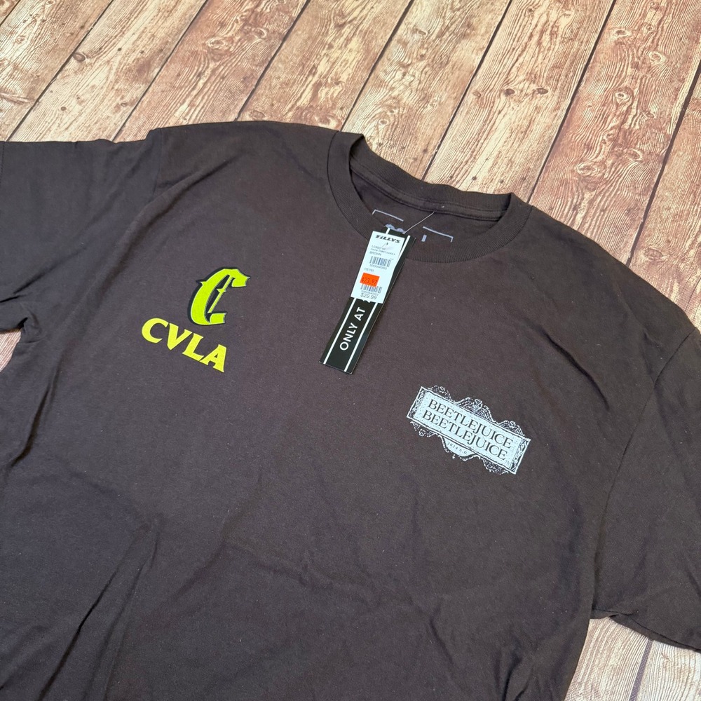 CVLA Beetlejuice Beetlejuice Graphic T Shirt Mens Large Brown Lydia Deetz NWT